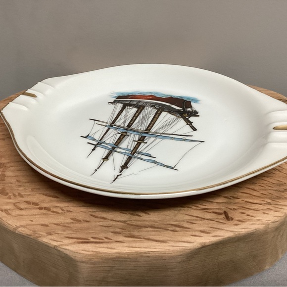 Vintage - Made by Norleans Japan - Ceramic Ashtray - Nautical Sailboat Themed - Picture 8 of 12